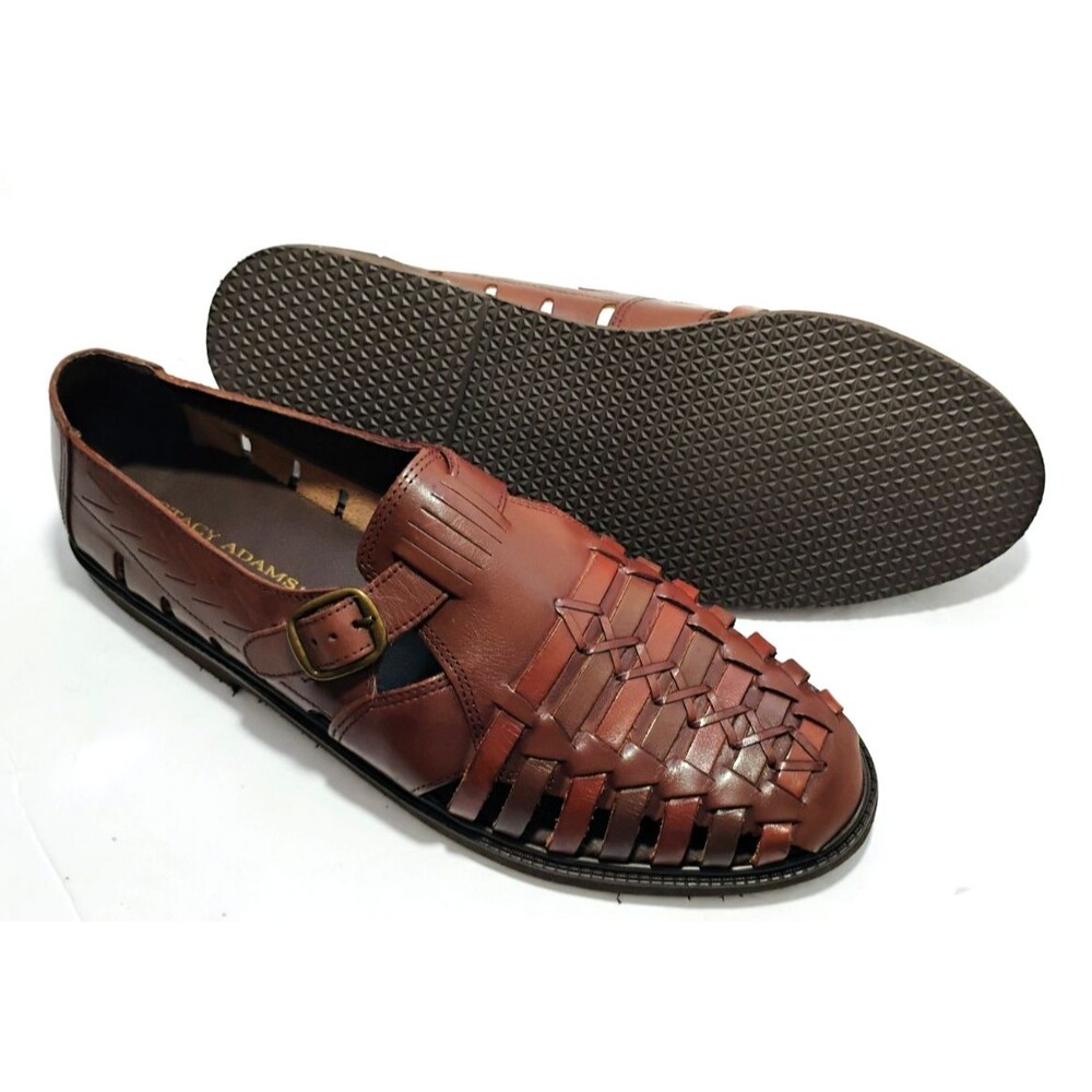 NEW Stacy Adams Mens Brown Leather Fisherman Sandals Huarache Shoes Size 12M
